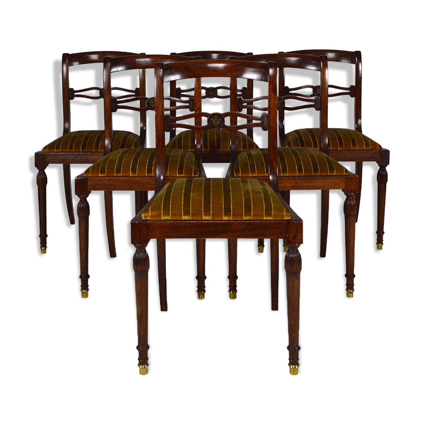 Set of 6 regency style chairs in mahogany, 19th