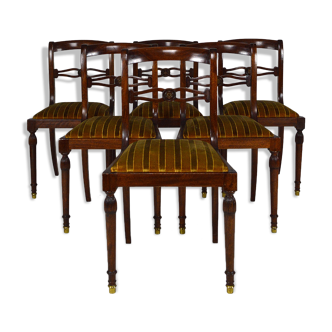Set of 6 regency style chairs in mahogany, 19th