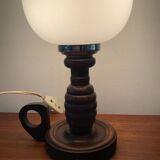 Scandinavian lamp in wood and opaline