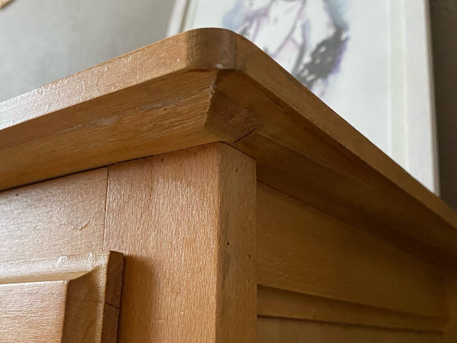 Vintage wooden chest of drawers from the 1950s