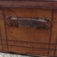 Old wooden trunk covered leather travel chest