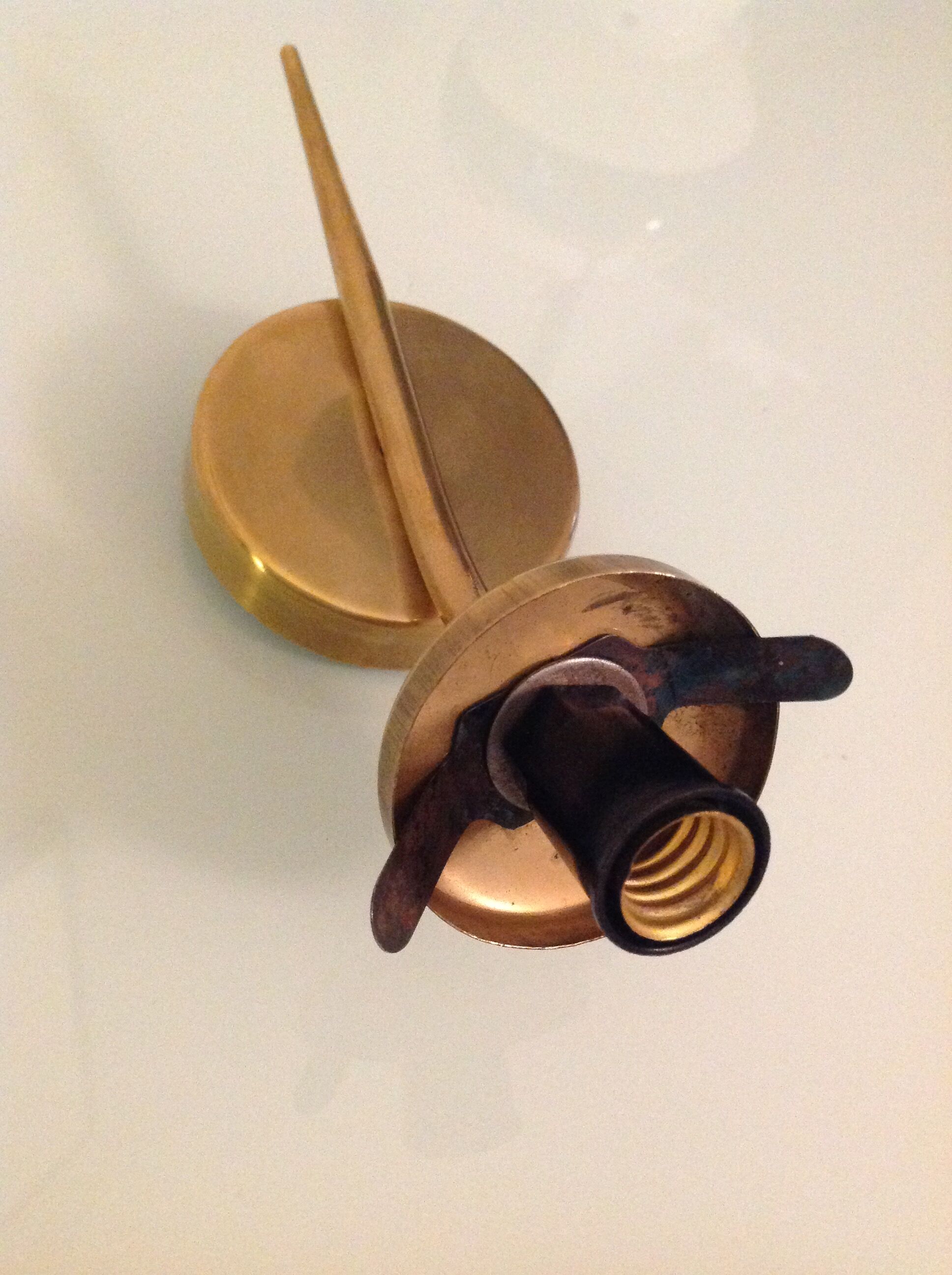 Pair of brass wall lamps conical glasses from the 60's