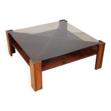 Scandinavian rosewood and glass coffee table Mobelintarsia - 1960