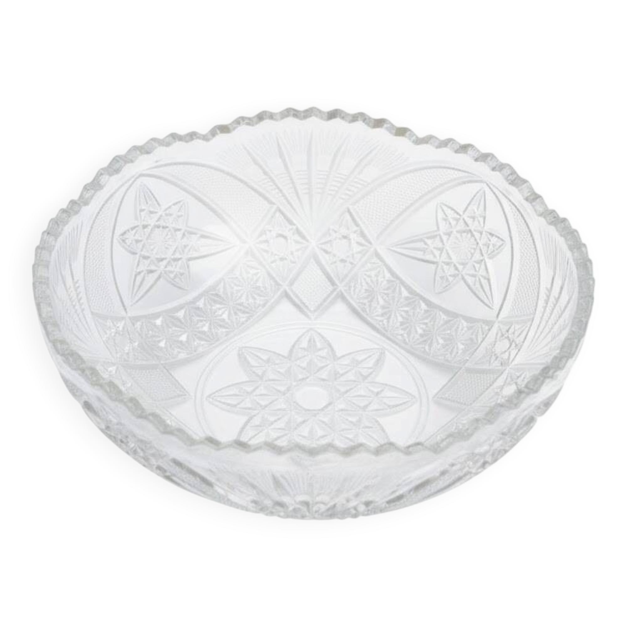 Beautiful vintage English decorative bowl in molded and cut glass