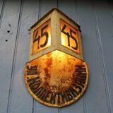 Antique Soviet exterior house sign road sign and street lamp lantern in toleware C1940 Industrial