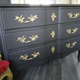 Black curved chest of drawers Louis XV style