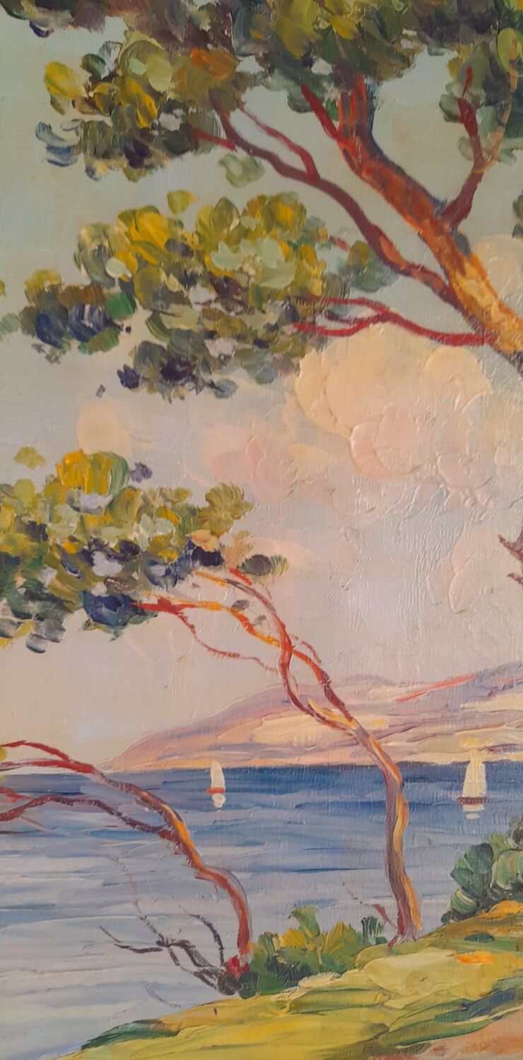 Oil on canvas signed, farmhouse Provençal seaside