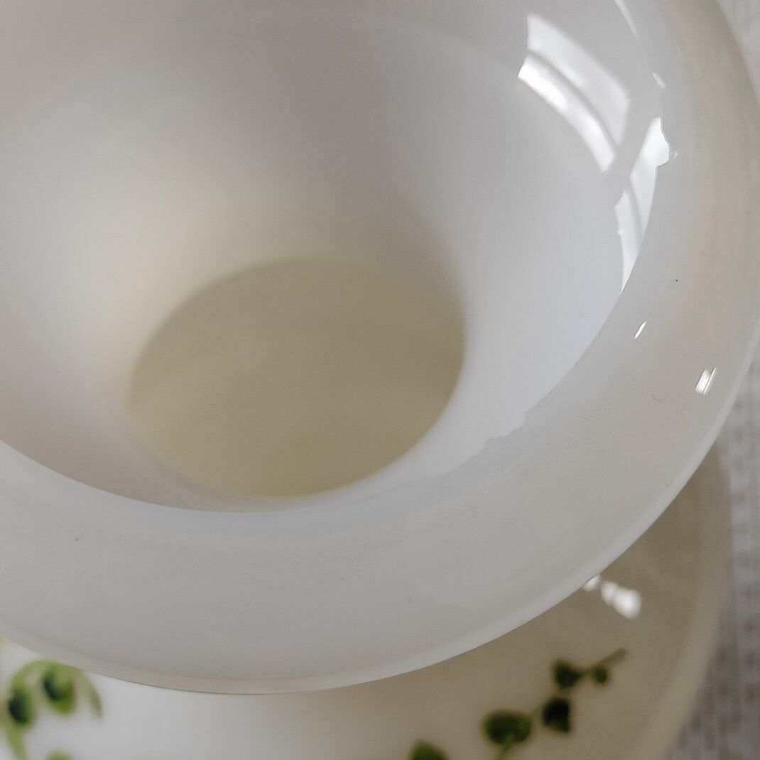 White opaline vase decorated with roses
