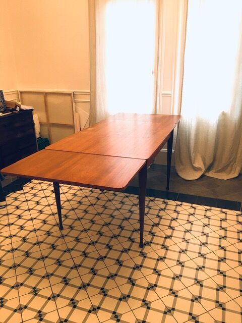 Danish dining table with built-in extension cords