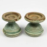 Pair of egg cups/candle holders by Alexandre Bigot – Art Nouveau stoneware