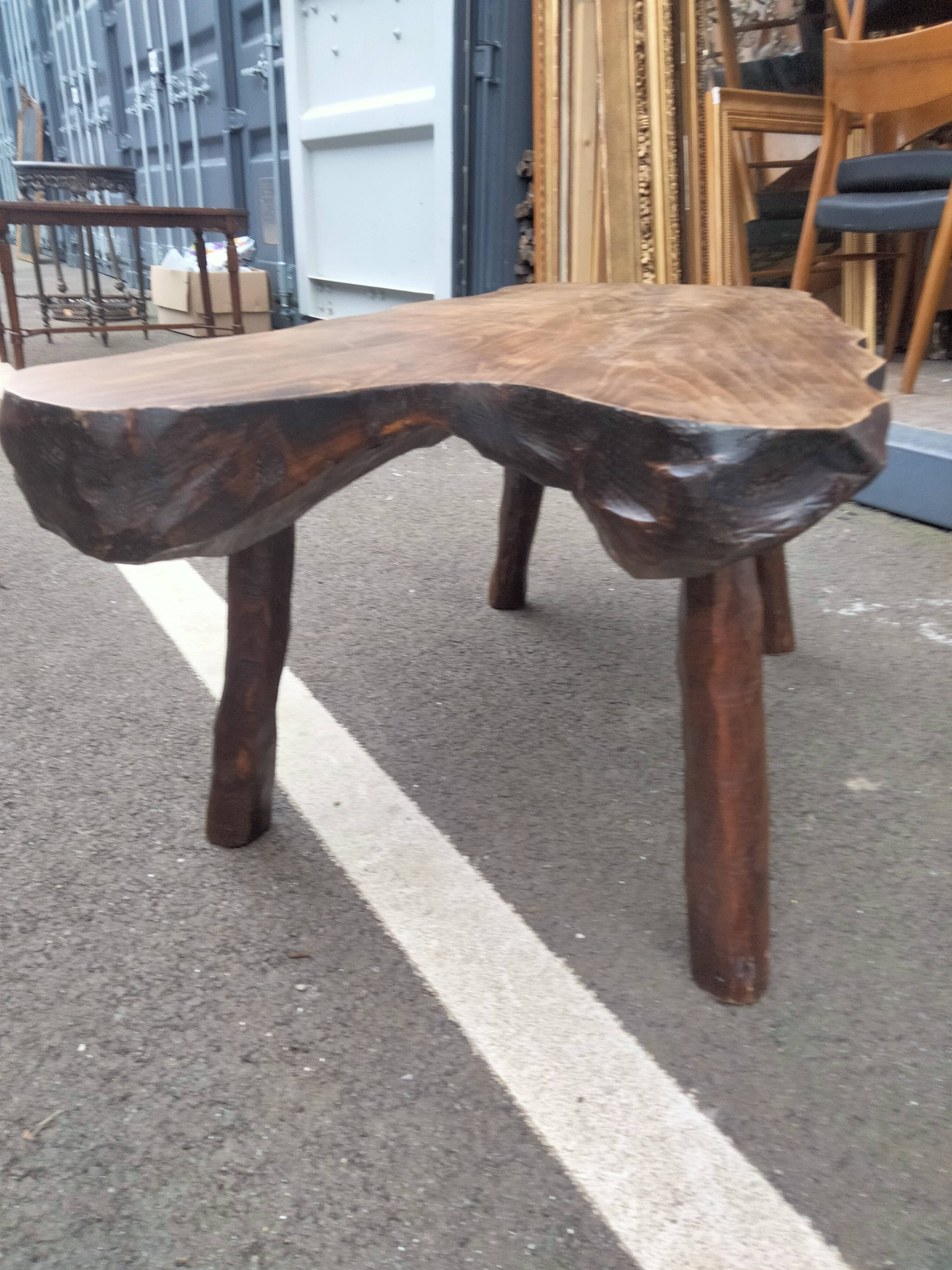 Old wooden side table vintage tree trunk décor