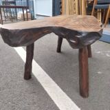 Old wooden side table vintage tree trunk décor
