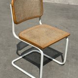 Cesca chair b32 model in white and wood by Marcel Breuer