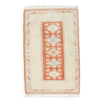 4x6 Oushak Light Blue & Beige Vintage Rug, 127x197Cm