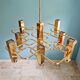 Large geometric brass chandelier, Gaetano Sciolari, Boulanger, 1970