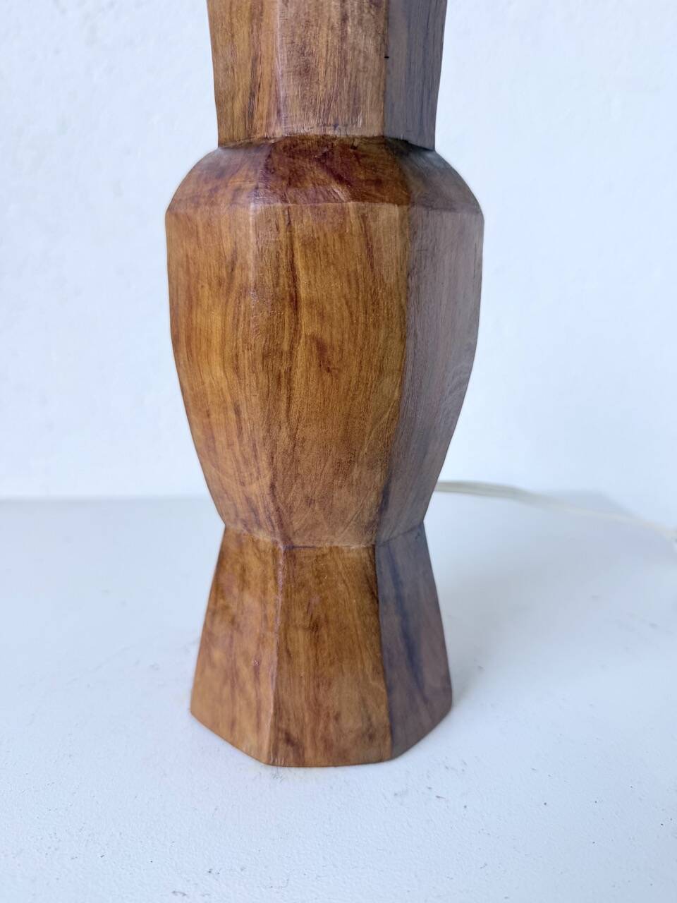 Brutalist walnut table lamp 1950