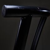 Black leather and steel dining chairs - set of 4