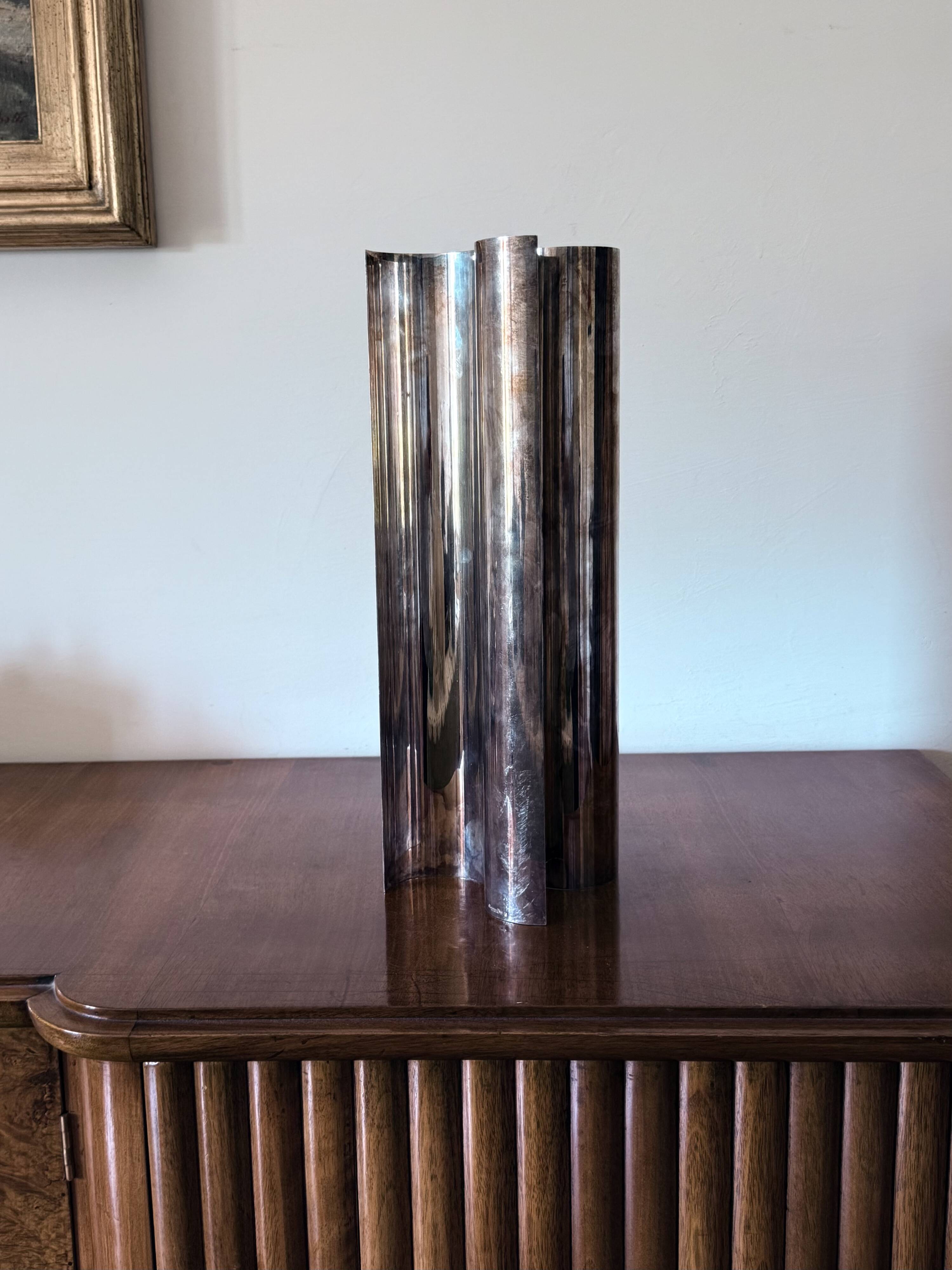 Christian Dior, Silver-plated solifleur sculptural vase, Dior France 1980s