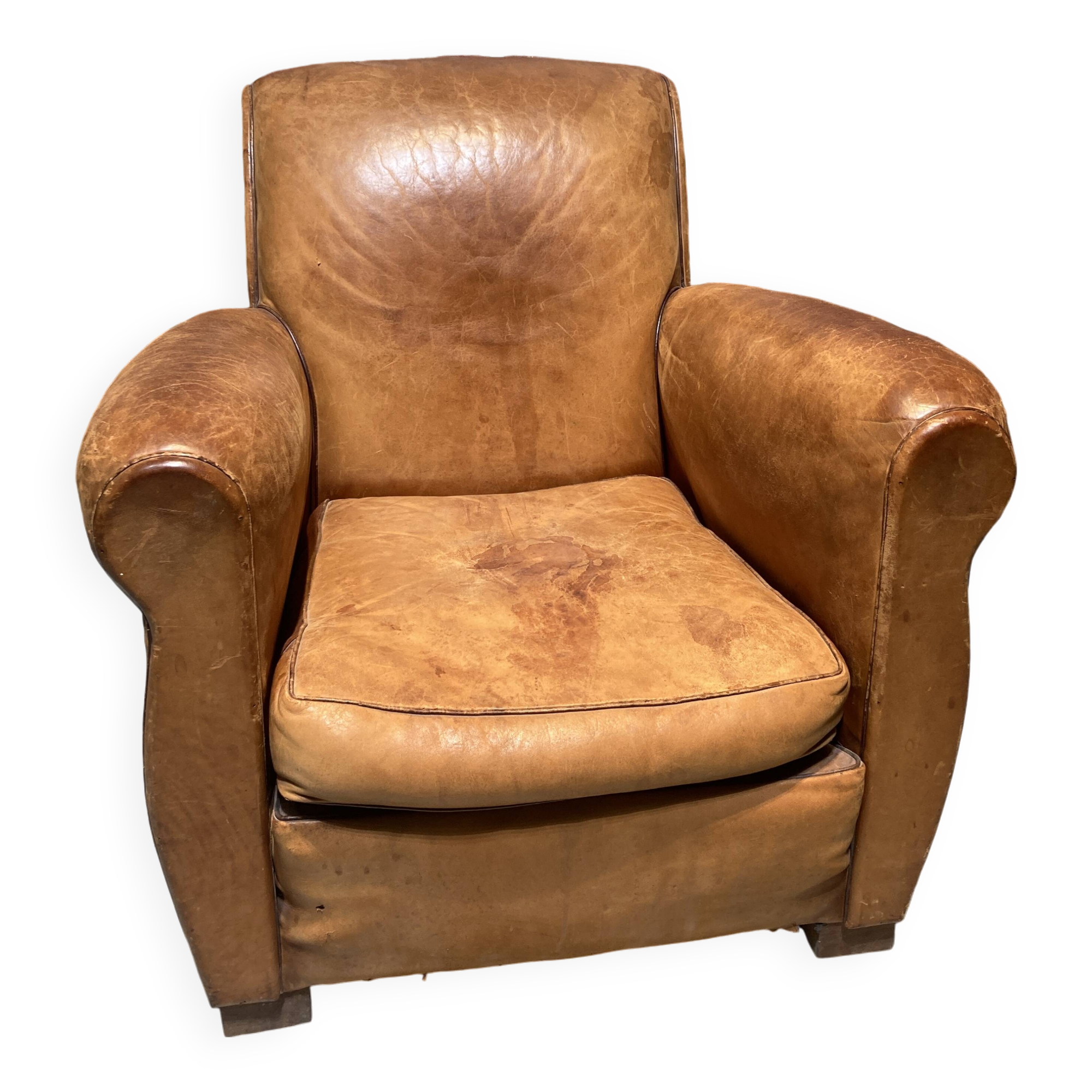 Brown leather armchair