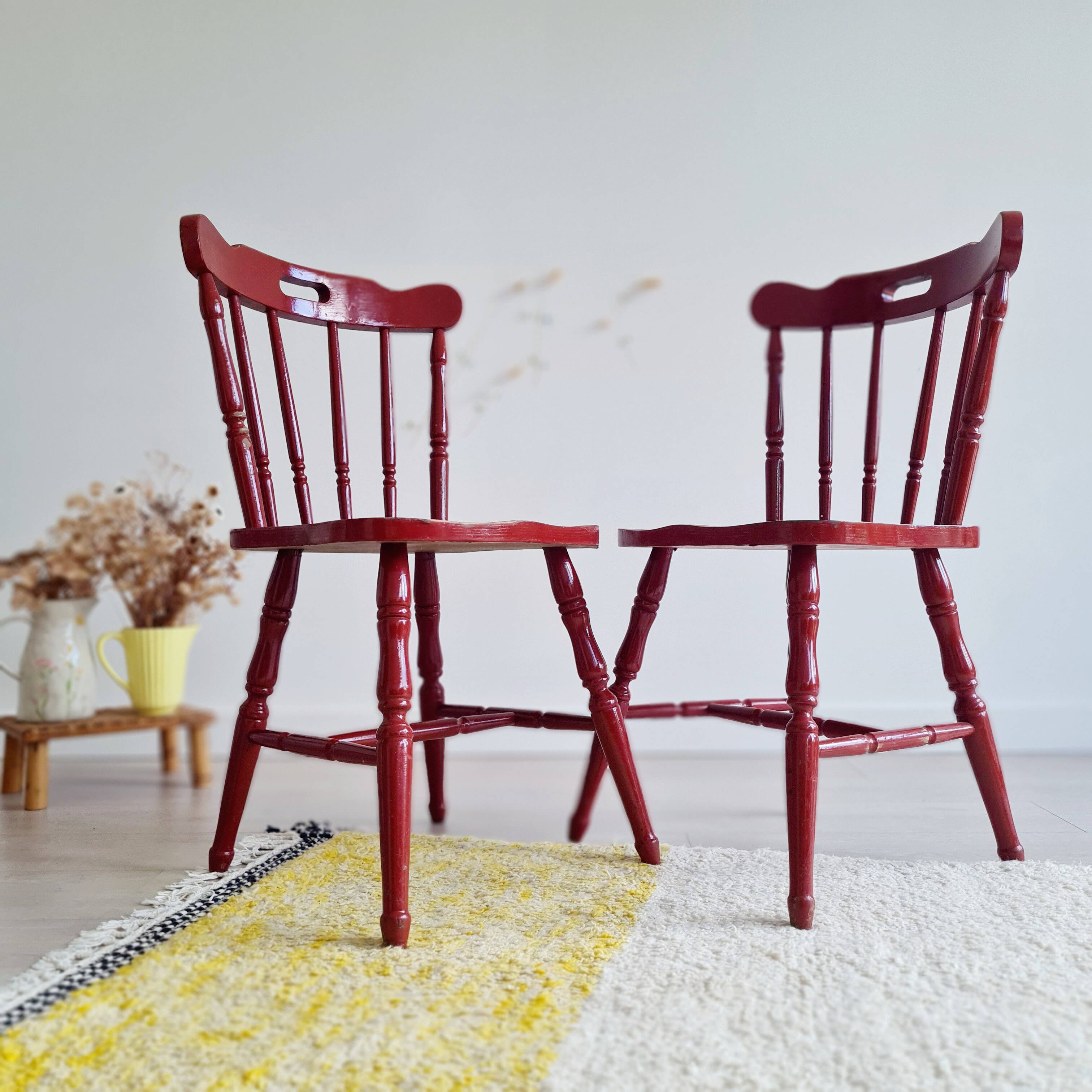 Antique Western bistro chairs in patinated red