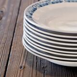 9 antique ironstone plates signed Longchamp "Marcel"