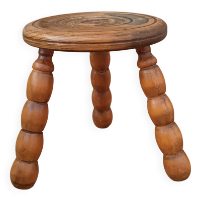 Tabouret tripode en chêne
