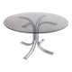 Italian Chrome & Smoked Glass Dining Table 1970's
