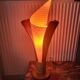 Vintage flame table lamp in palm wood, 1980s