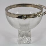 Vintage crystal ice bucket and Silver plated handle