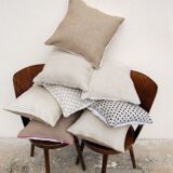 Coussin en lin "pied de poule" 40x40 cm