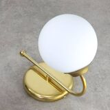 Vintage italian golden and opaline wall lamps, set of 2