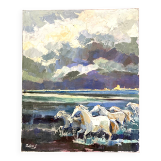 Painting - Camargue horses at Saintes Maries de la Mer
