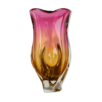 Vase en verre du milieu du siècle conçu par josef hospodka, années 1960