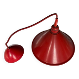 Vintage red enameled sheet metal pendants