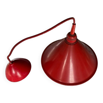 Vintage red enameled sheet metal pendants