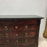 Chest of drawers in wood and gray marble with 4 drawers nineteenth century