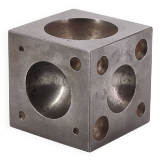 Paperweight, cast iron cube, 1970s