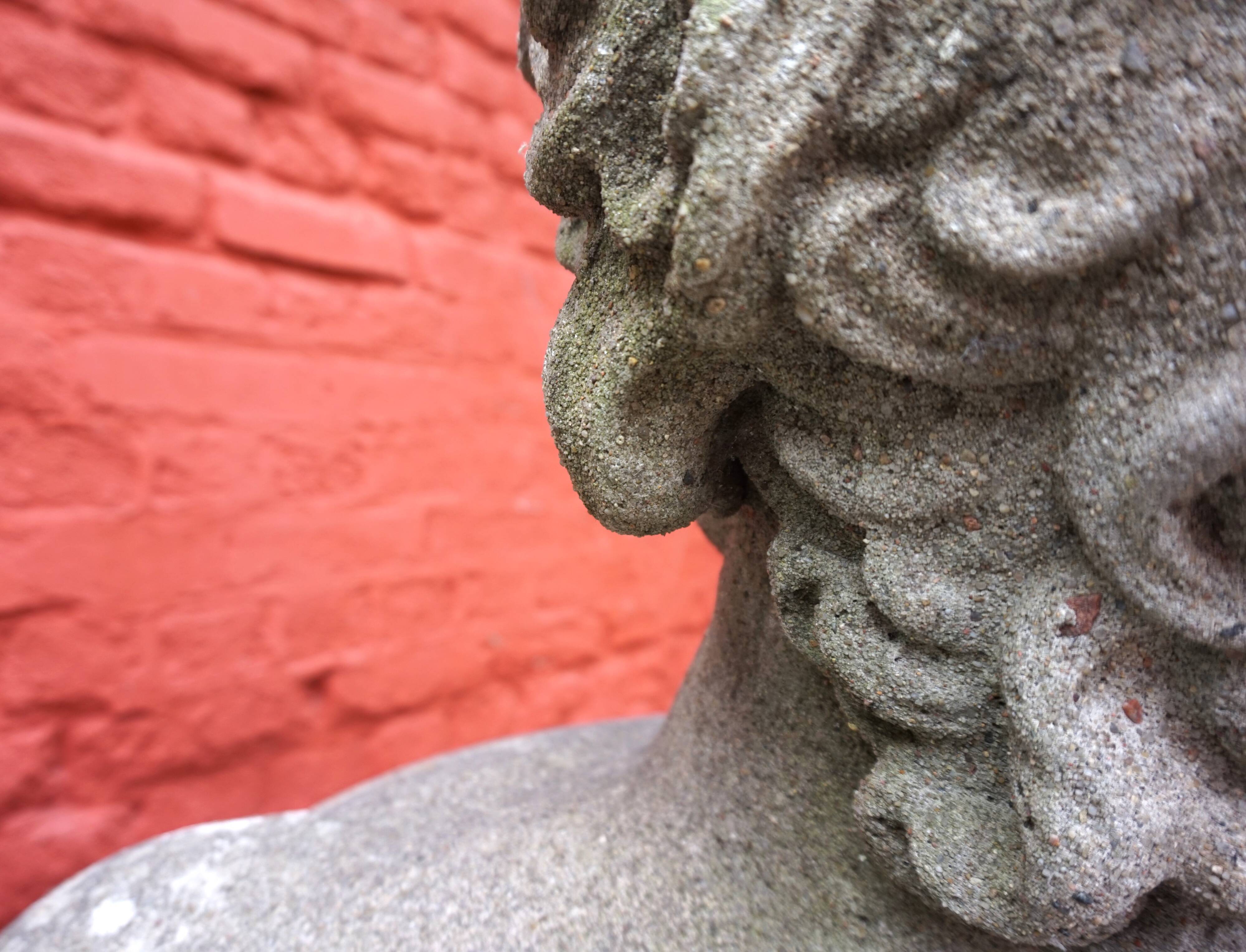 Weathered garden sculpture David concrete bust