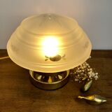 Lampe à poser globe vintage en verre dépoli