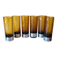 6 70's amber long drink glasses