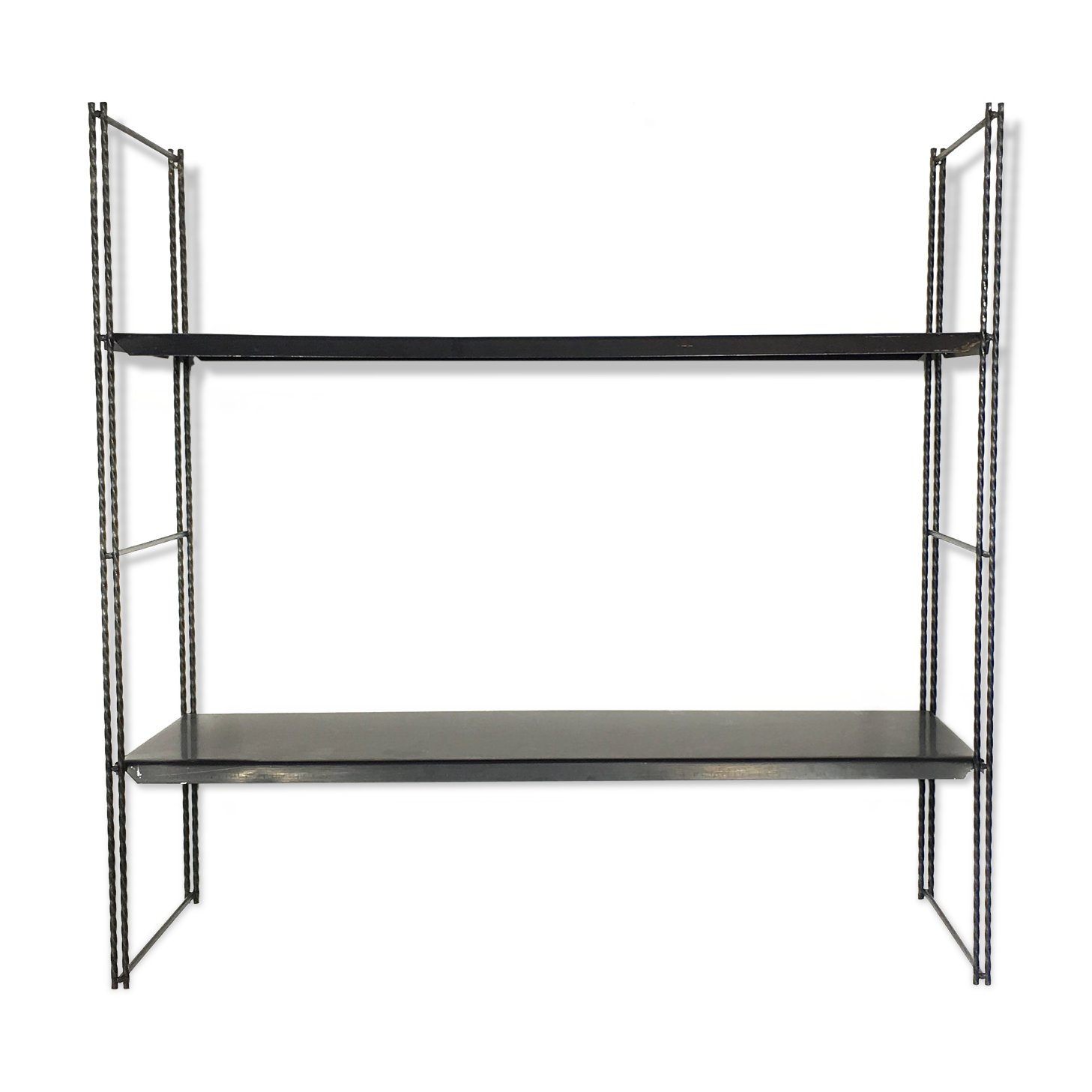 String black metal shelf