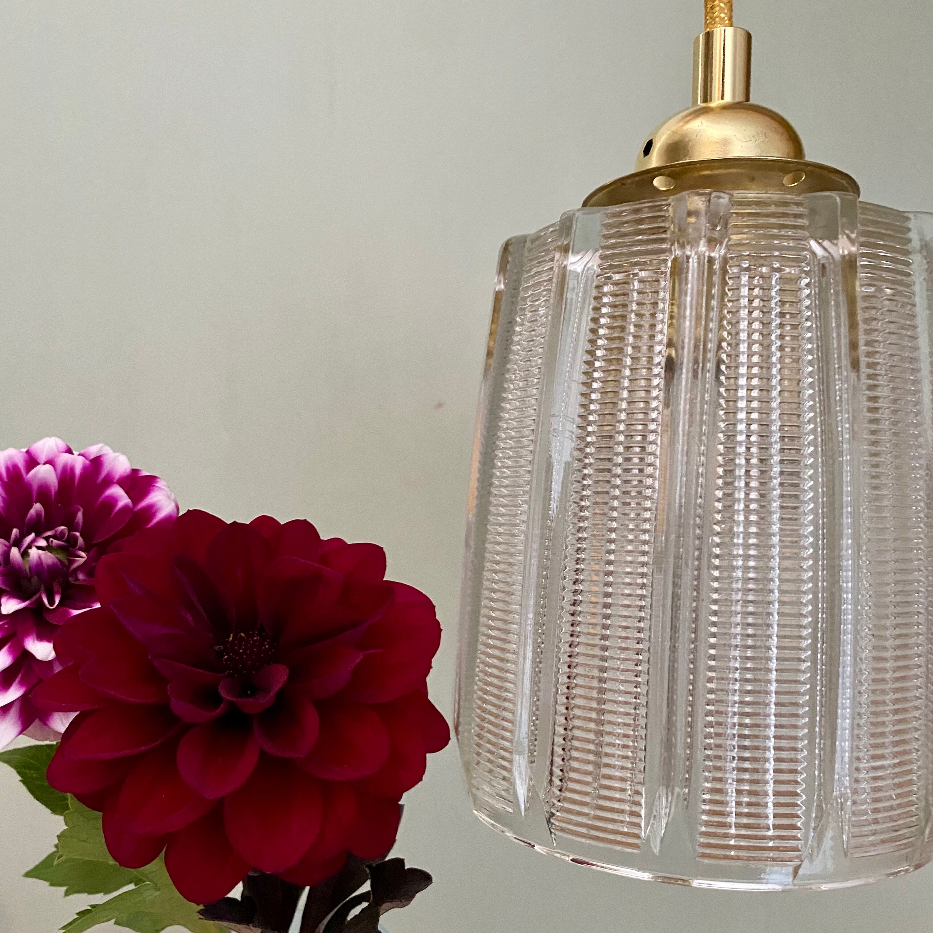 Vintage holophane glass globe lamp
