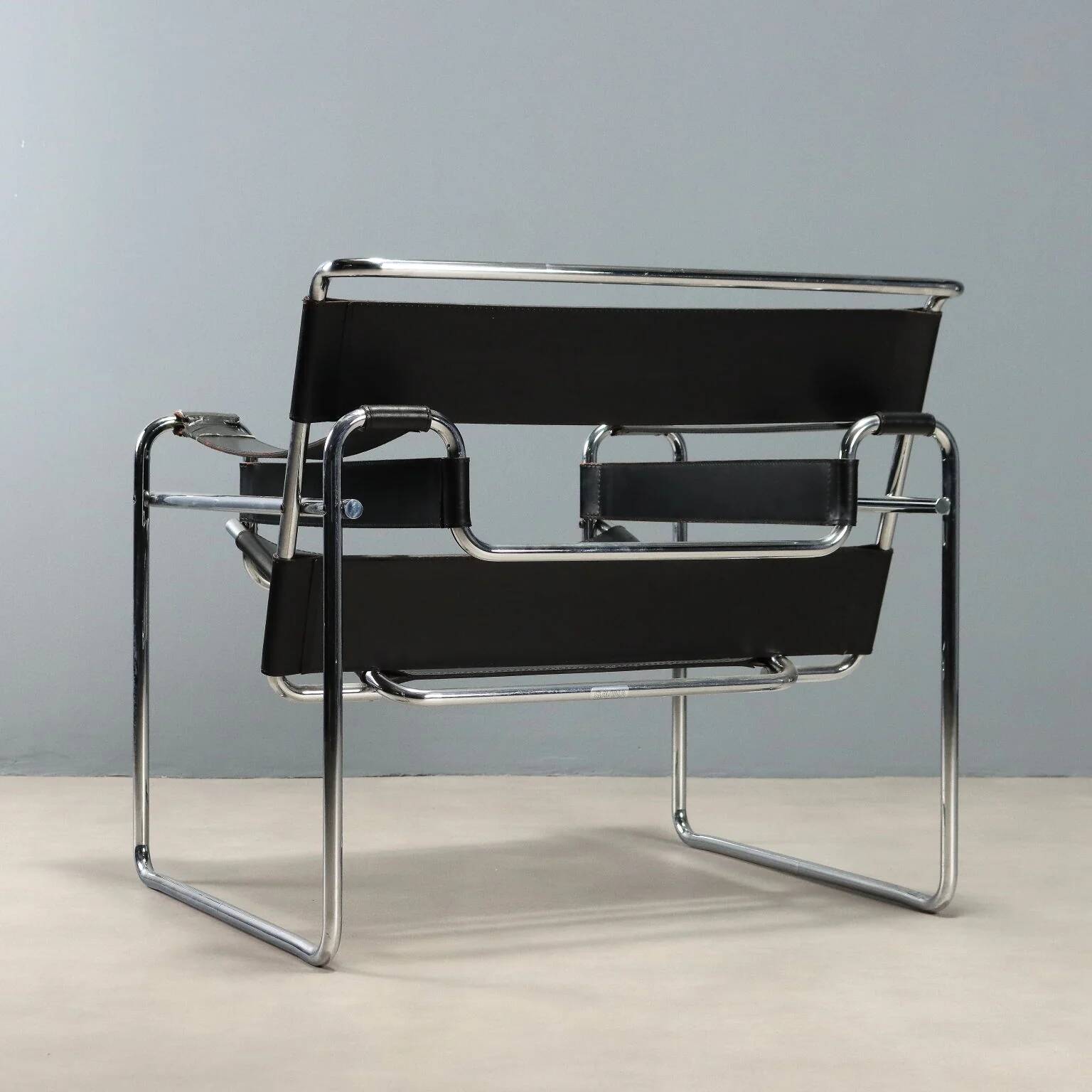 Fauteuil Wassily Gavina, design vintage Marcel Breuer, Italie, années 1970