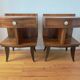 Pair of Art Deco bedside tables with flame veining, 1930s.