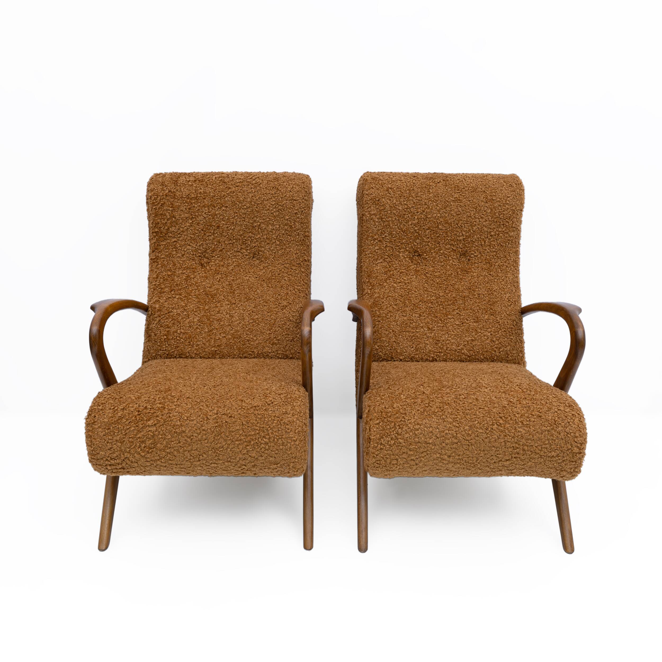 Attribute to Paolo Buffa Mid-century Modern Italian Bouclè Armchairs, Pair