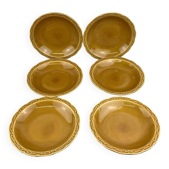 6 old Sarreguemines soup plates