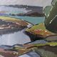 Mid-Century Modern "Meander" Vintage Expressionist River Landscape Oil Painting, Framed