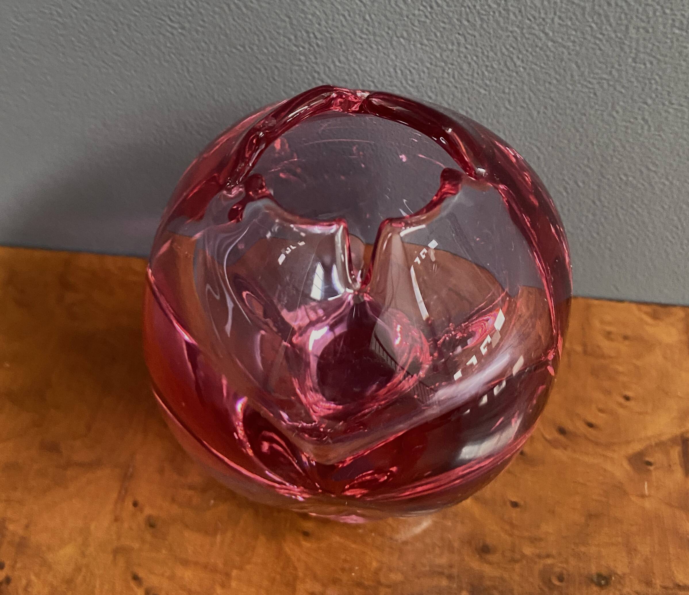 Red Glass vase "tulip" top 1960s
