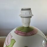 Ceramic ball lamp, with floral decoration, 70s, signed