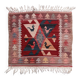 Vintage Turkish mini kilim 65x70 cm wool small Square kelim 2567